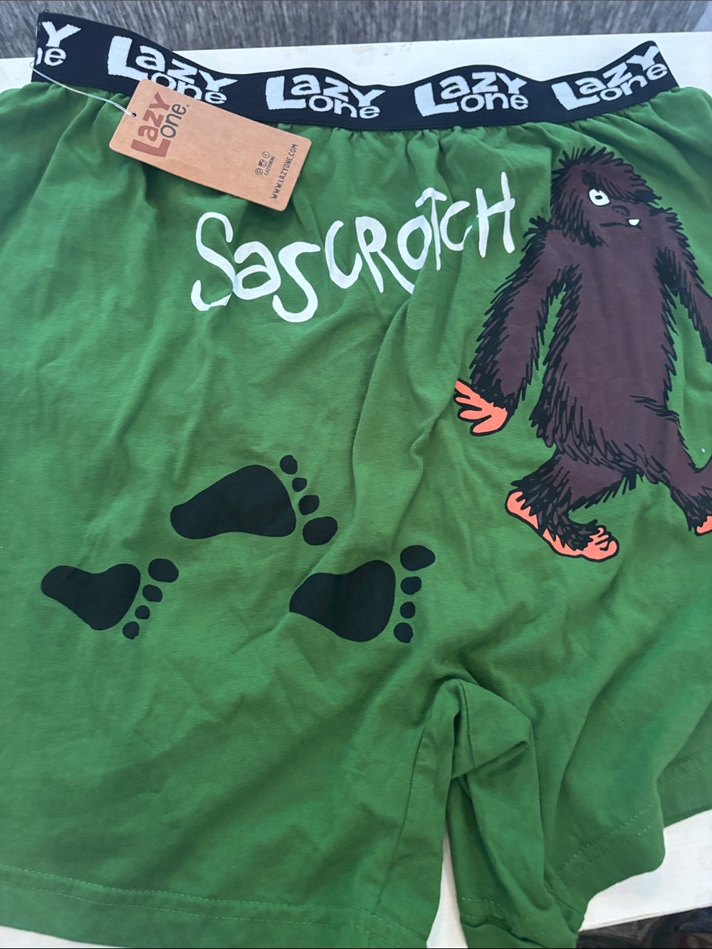 NWT Lazy One Mens Big Foot Sascrotch Boxer Shorts